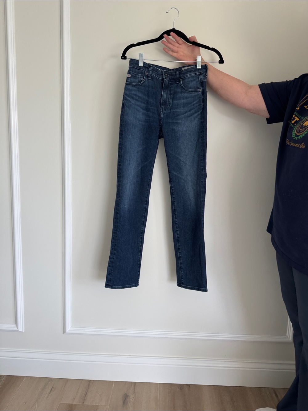 Ag Adriano Goldschmied Dark Blue Straight Leg Jeans